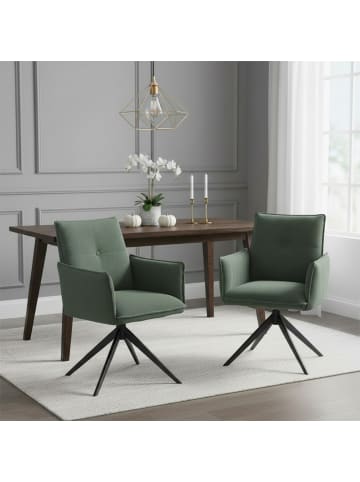 DUBI Möbel 2er-Set: Drehstuhl Mika-Nina in Grün - (B)60 x (H)88 x  (T)63 cm