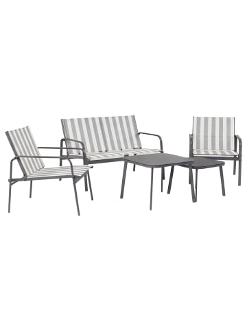 home24 Sitzgruppe Vinoa 5-teilig in Grau / Weiß