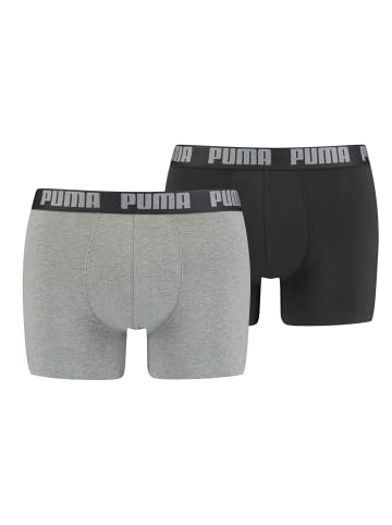 Puma Boxershorts PUMA BASIC BOXER 2P in 691 - dark grey melange / black