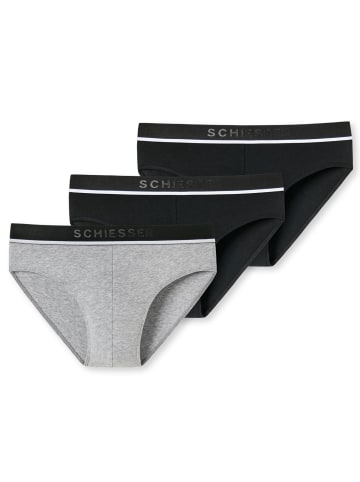 Schiesser Slips 3er Pack in Schwarz und Grau melange