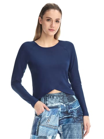 Winshape Functional Light and Soft Cropped Long Sleeve Top AET131LS in dark blue