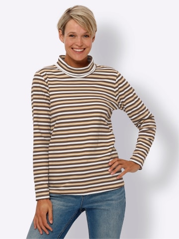 Sieh an! Rollkragenshirt in schoko-camel-geringelt