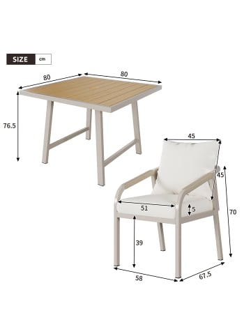 ABRIHOME Gartenmöbel Set in Khaki Beige 5-tlg mit Tisch 4 Stühlen Seildesign