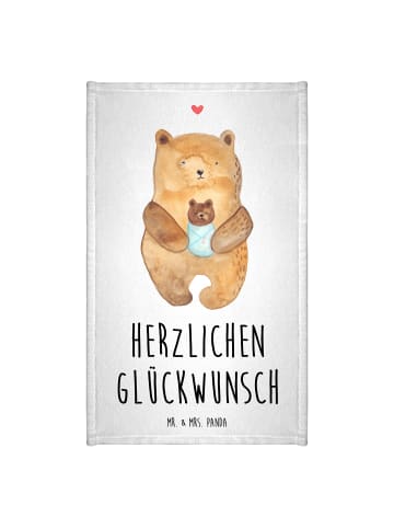 Mr. & Mrs. Panda Handtuch Bär Baby mit Spruch in Weiß