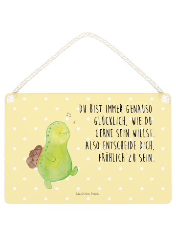 Mr. & Mrs. Panda holzbild Schildkröte Pfeifen mit Spruch in Gelb Pastell