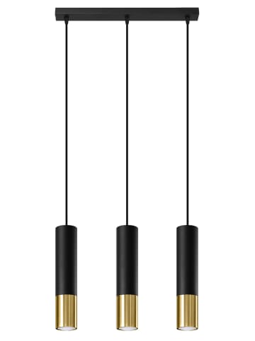 Nice Lamps Hängeleuchte LONGBOT 3L Schwarz/Gold (H)90cm (L)45cm (B)6cm