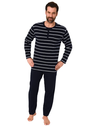 NORMANN langarm Pyjama Schlafanzug Streifen - 68143 in marine