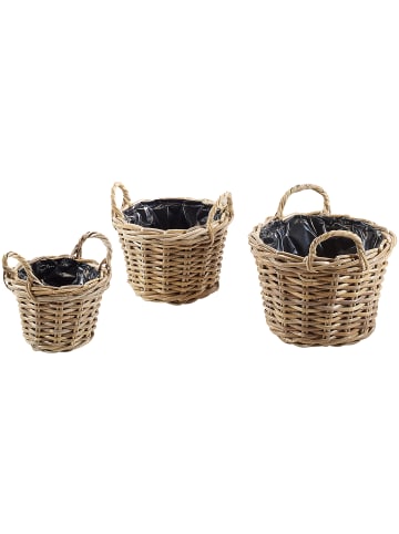 kobolo 3tlg. Set Blumentopf RATTANSET3 in Grau