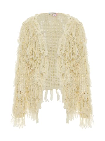 IZIA Damen Gehäkelte Jacke in WOLLWEISS
