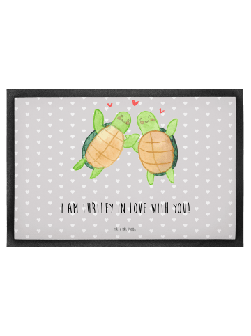 Mr. & Mrs. Panda Türmatte Schildkröten Paar mit Spruch in Grau Pastell