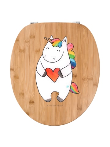 Mr. & Mrs. Panda Holz Toilettendeckel Einhorn Herz ohne Spruch in Braun