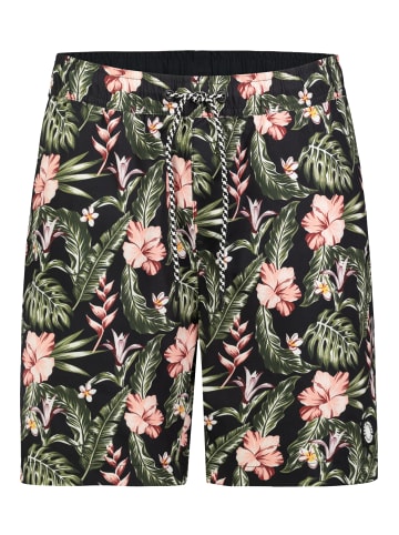 Sublevel Badehose Allover Print Freizeit Strandlook in Schwarz