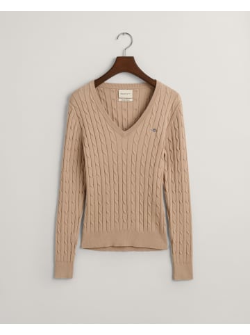 Gant V-Ausschnitt-Pullover in Dry Sand