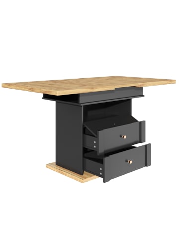 ABRIHOME Esstisch in Schwarz ausziehbar 110-140x80 cm klappbar Schranktür Design