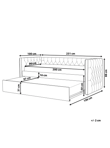 Beliani Kinderbett GASSIN in Rosa - (W) 100 x (H) 88 x (L) 231 cm