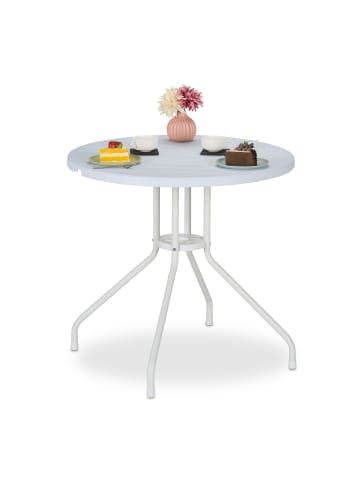 relaxdays Gartentisch in Weiß - (H)74 x Ø 80 cm