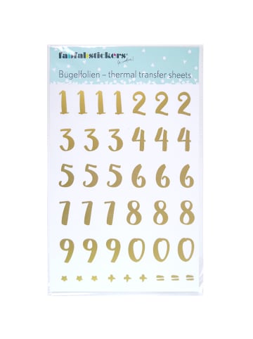 Fabfabstickers Bügelfolie „Zahlen“ in verspielter Schrift in Gold