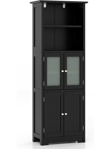 COSTWAY Badezimmerschrank 163cm in Schwarz