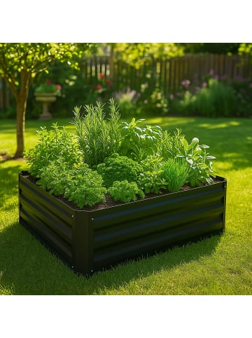 relaxdays Hochbeet in Schwarz - (B)90 x (H)30 x (T)90 cm