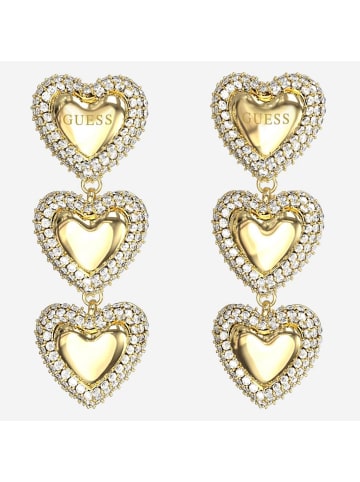 Guess Damen-Ohrringe Ohrhänger Herz Pavé Goldfarben 36 mm