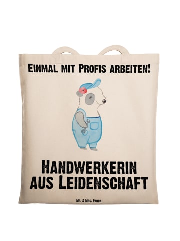 Mr. & Mrs. Panda Tote Bag Handwerkerin Leidenschaft mit Spruch in Creme