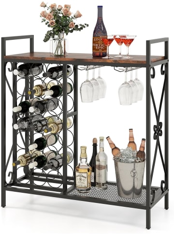 COSTWAY Weinregal für 21 Flaschen in Braun