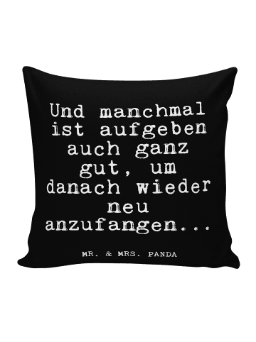 Mr. & Mrs. Panda Sofakissen Und manchmal ist aufgeben... mit Spruch in Schwarz