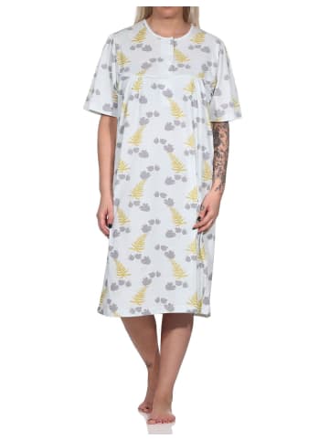 NORMANN Nachthemd kurzarm fraulich Knopfleise am Hals in weiss