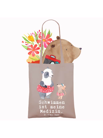 Mr. & Mrs. Panda Schultasche Otter Schwimmen mit Spruch in Braun Pastell