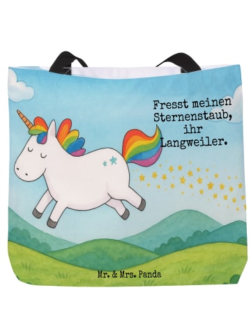 Mr. & Mrs. Panda Strandtasche Einhorn Happy Design mit Spruch in Weiß