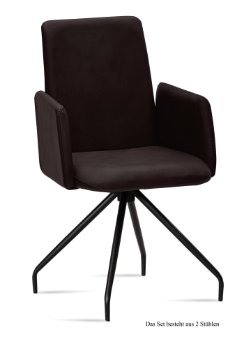 58 aufm Kessel ARMLEHNSTUHL (2er-Set) Detana 52x92x60 Schwarz/Espresso