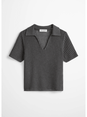 Marc O'Polo Ajour-Strickpolo in Oxide Grey