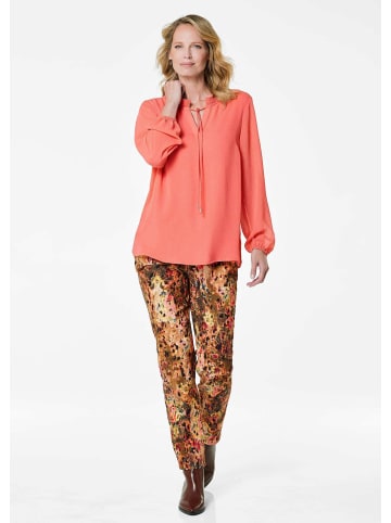 GOLDNER Kurzgröße:  Chiffonbluse Elegante Jersey-Bluse mit Rundhals in koralle