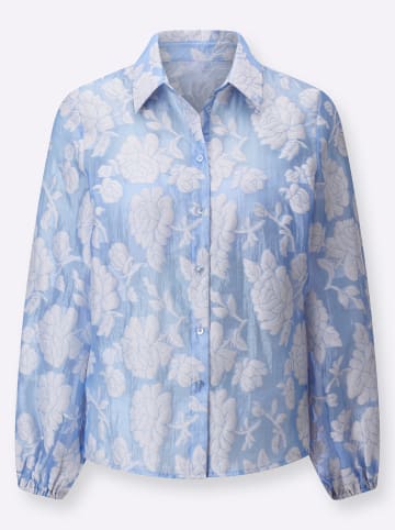 WITT WEIDEN Langarm-Bluse in hellblau-champagner-gemustert