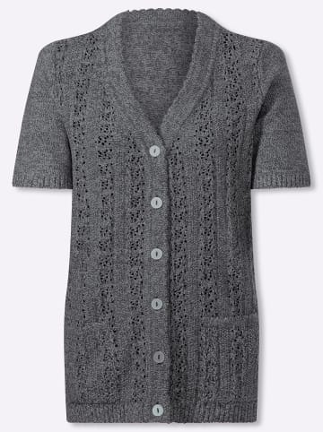 Sieh an! Strickjacke in schwarz-hellgrau-meliert