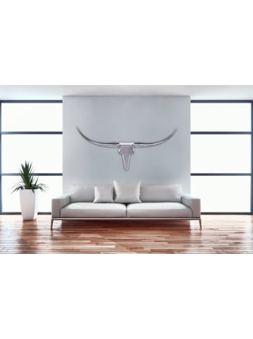 KADIMA DESIGN Bull Geweih L Wanddekoration 125cm breit Alu Aluminium silber in Silbern