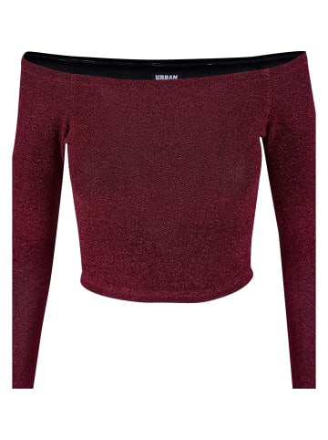 Urban Classics Urban Classics Damen Ladies Off Shoulder Glitter Longsleeve in burgundy