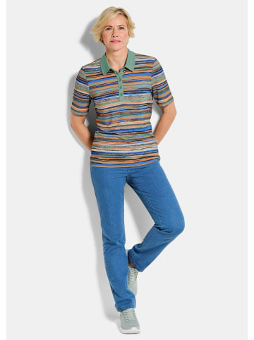 GOLDNER Kurzgröße:  Jerseyshirt mit Ethno-Design in terrakotta / gemustert