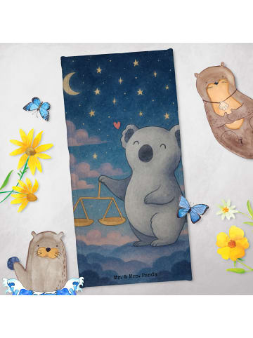 Mr. & Mrs. Panda Badhandtuch Waage Astrologie Design ohne Spruch in Weiß