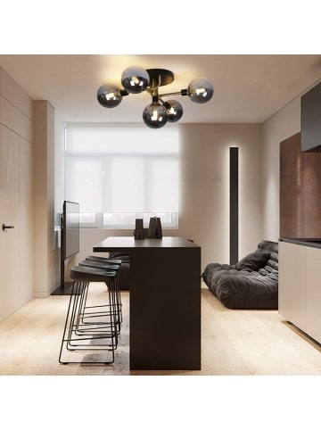 ZMH Deckenleuchte in rauchgrau 5-flammige G9 moderne Metall mit Glaskugel