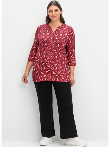 sheego 3/4-Arm-Shirt in weinrot-gemustert