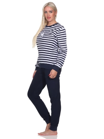 NORMANN Frottee Schlafanzug langarm Bündchen Sterne - 82897 in navy