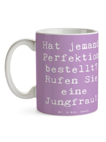 Mr. & Mrs. Panda Kaffeetasse Spruch Jungfrau Perfektion mit Spruch in Lavendeltraum