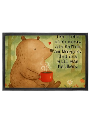 Mr. & Mrs. Panda Schmutzfänger Bär Morgenkaffee Design mit Spruch in Weiß