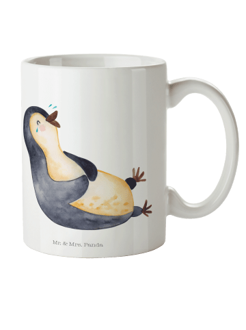 Mr. & Mrs. Panda Kindertasse Pinguin Lachen ohne Spruch in Weiß