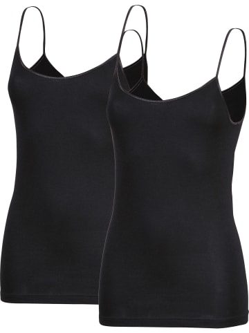 Erwin Müller Feinripp Unterhemd mit Spaghettiträgern 2er-Pack in schwarz