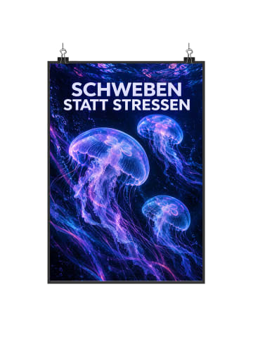 Wandbild Qualle lebendig Design mit Spruch in Weiß