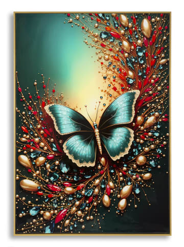 Mauro Ferretti Gemälde auf lackierter Leinwand mit Rahmen und Reliefs, 70 x 4 x 100 cm