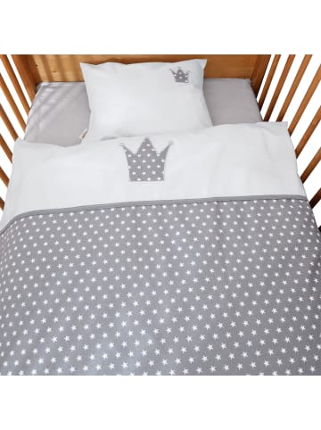 Erwin Müller Linon Baby-Wendebettwäsche in grau-weiß