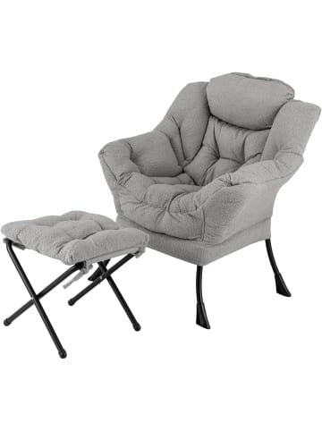 COSTWAY Sessel mit Hocker in Grau